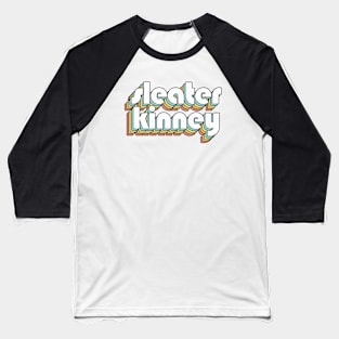 Sleater Kinney - Retro Rainbow Typography Faded Style Baseball T-Shirt